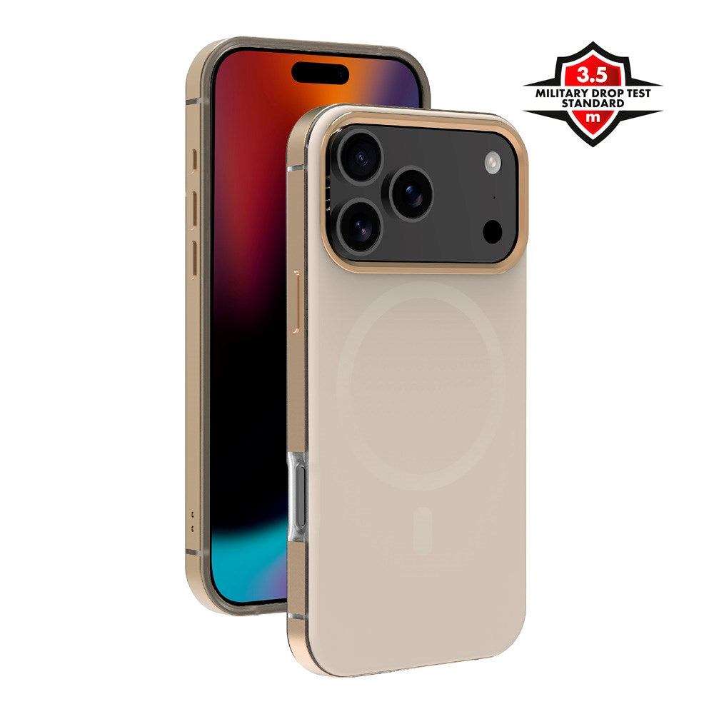 X2O iPhone 17 Pro Mag Metal Case - MagSafe Compatible - Beige / Gold