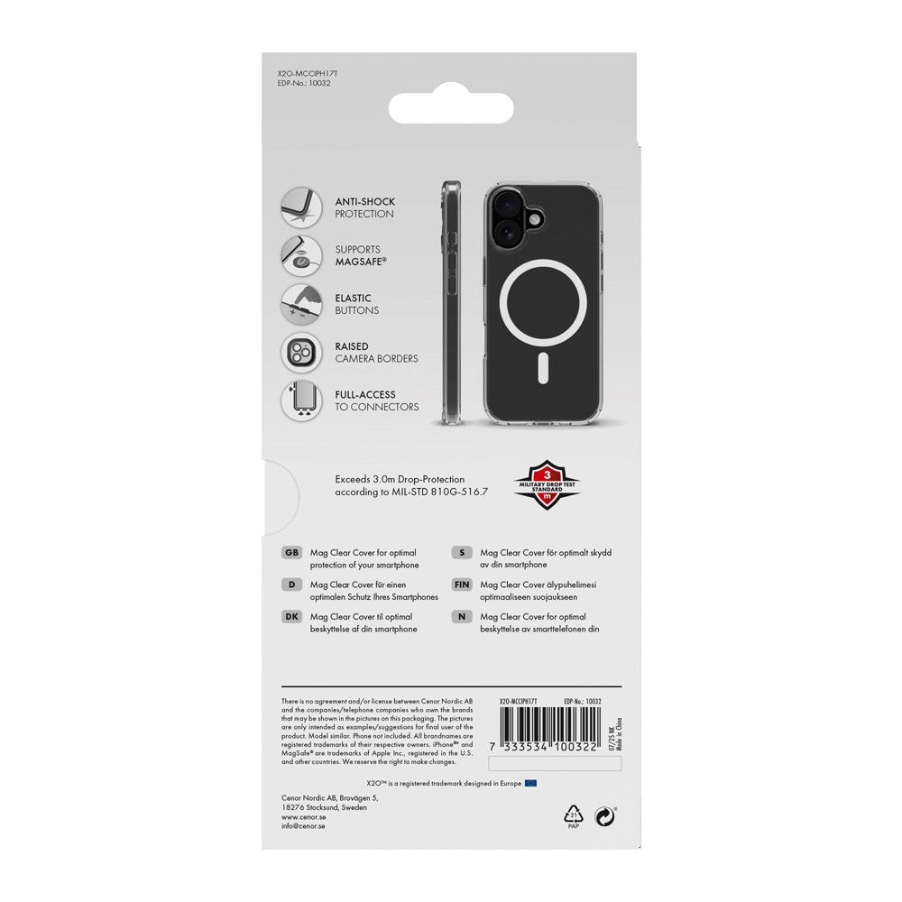 X2O iPhone 17 Mag Clear Case - MagSafe Compatible - Transparent