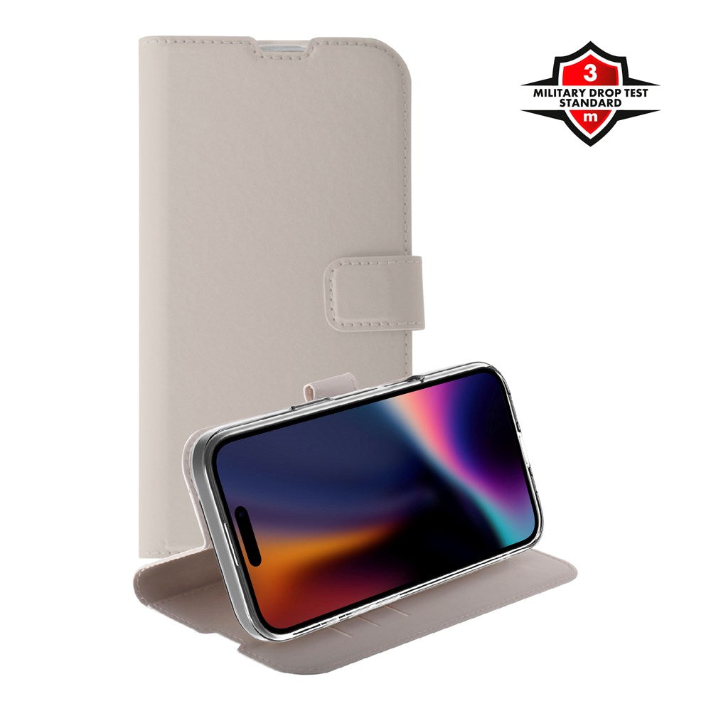X2O iPhone 17 Classic Wallet Flip Case - Card Holder & Stand Function - Beige