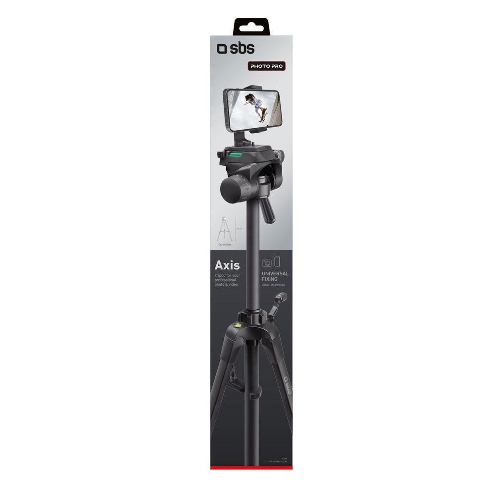 SBS Tripod for Camera / Smartphones with Adjustable Telescopic Arms - Max. 137cm - Black
