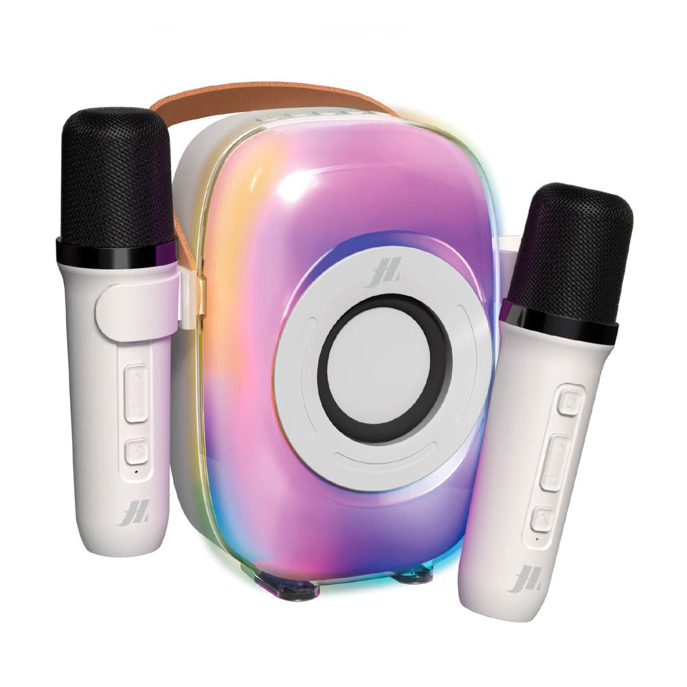 MUSIC HERO Portable Wireless Karaoke Speaker with 2x Microphones - White