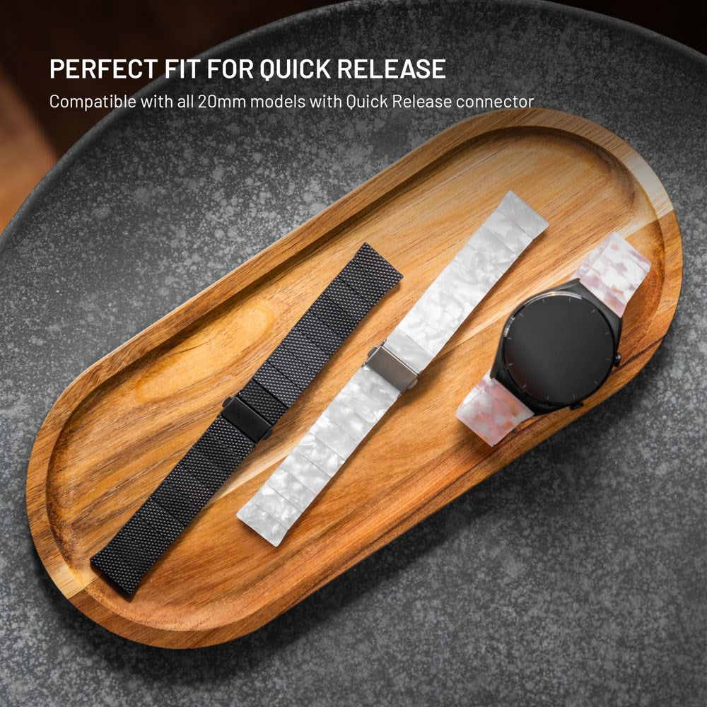 Fixed Universal Quick Release Resin Smartwatch Strap (20mm) - Black