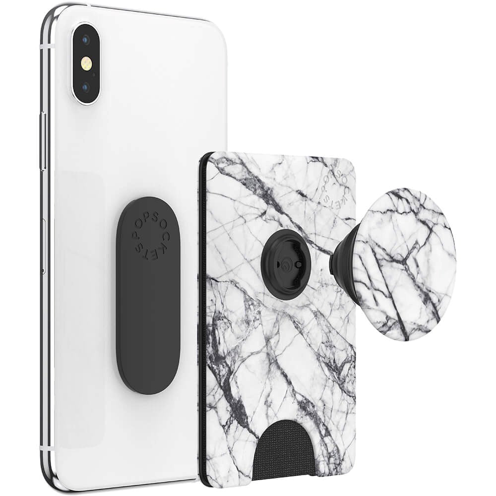 POPSOCKETS PopWallet Dove White Marble MagSafe Cardholder - Stand & Grip