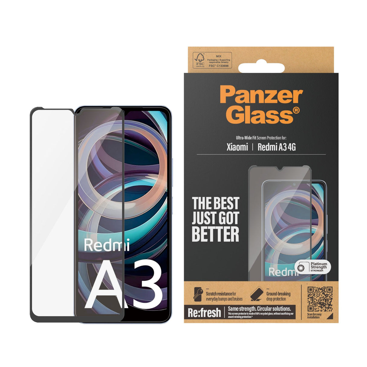 Xiaomi Redmi A3 - PanzerGlass Ultra-Wide Fit Screen Protector - Transparent