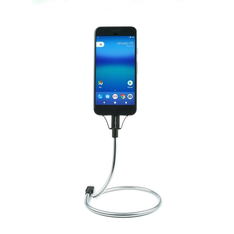 Fuse Chicken Self-Standing USB-C Cable with Holding Function - incl. 2 x Clips - 0.6m - Silver