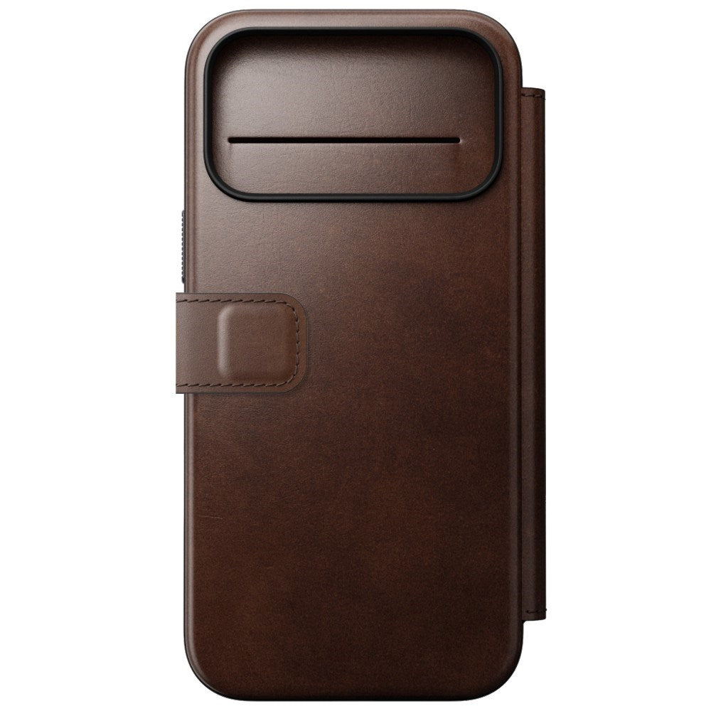 iPhone 18 Pro Nomad Modern Horween Leather Folio Case - MagSafe Compatible - Rustic Brown