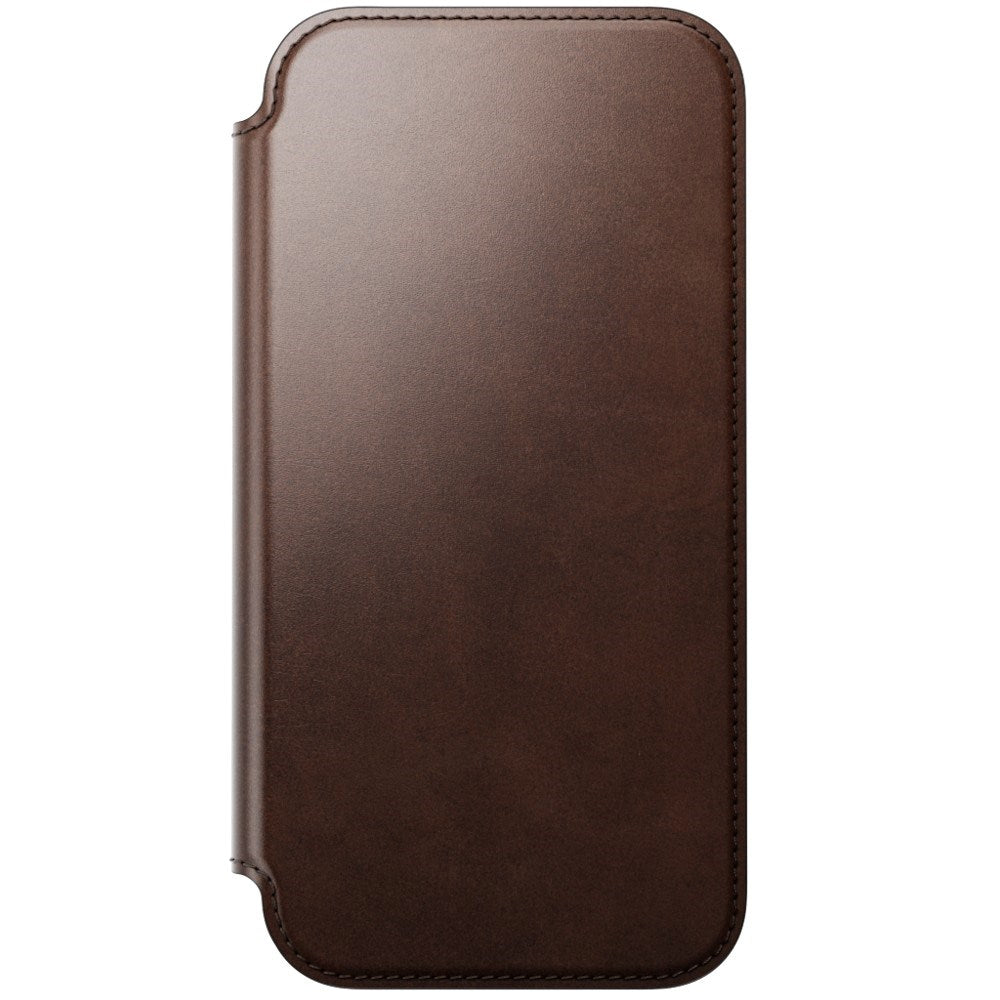 iPhone 18 Pro Nomad Modern Horween Leather Folio Case - MagSafe Compatible - Rustic Brown