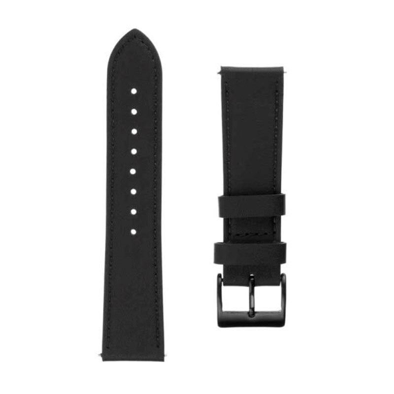 Fixed Universal Smartwatch Genuine Leather Strap (22mm) - Black
