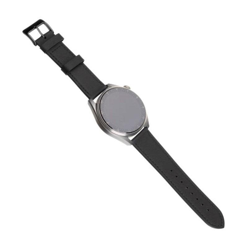 Fixed Universal Smartwatch Genuine Leather Strap (20mm) - Black