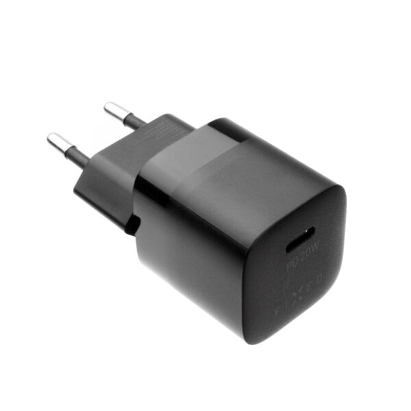 Fixed Mini Wall Charger with 1x USB-C / 1x USB-C Cable 20W - 1m - Black