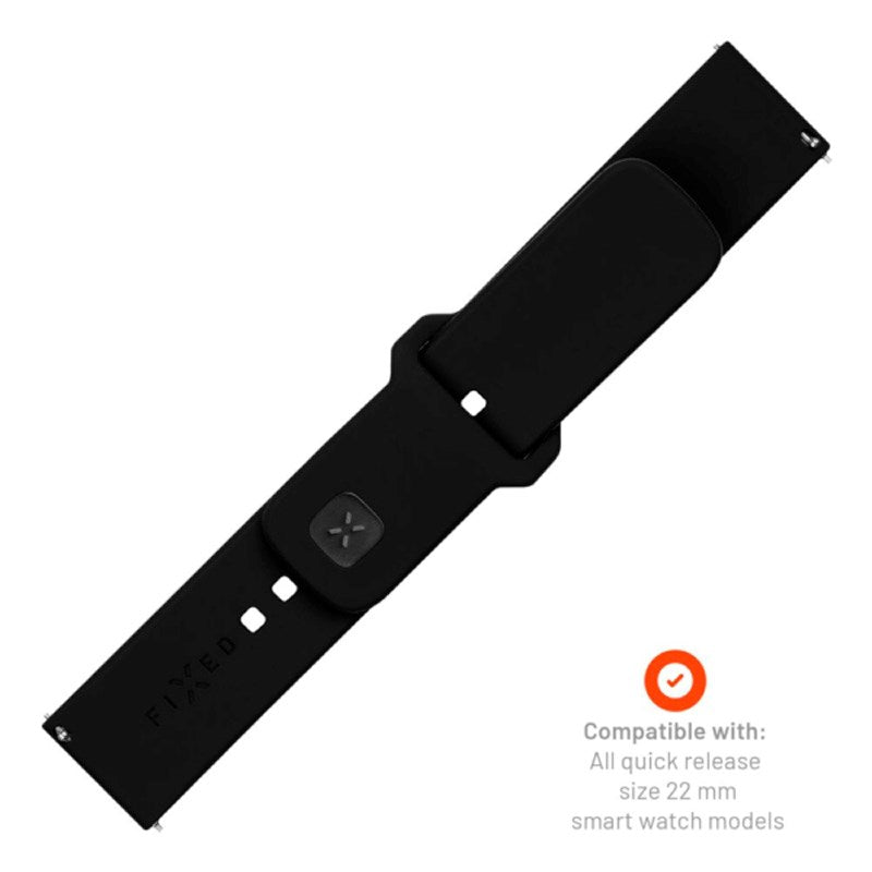 Fixed Universal Smartwatch Sporty Silicone Strap (22mm) - Black