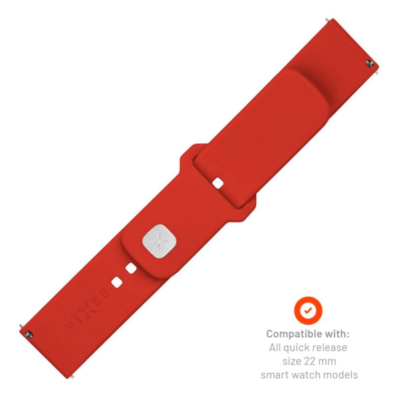 Fixed Universal Smartwatch Sporty Silicone Strap (22mm) - Red