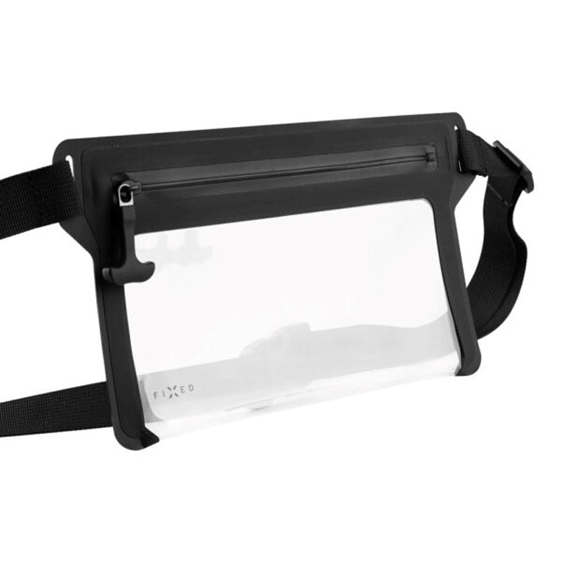 Fixed Waterproof Belt Bag (Max. Mobile Dimensions: 200 x 138 mm) - Black / Transparent