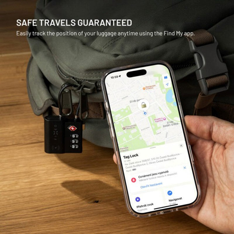 Fixed GPS & Bluetooth Tracker - TSA Approved Padlock - Apple Find My Compatible - Black