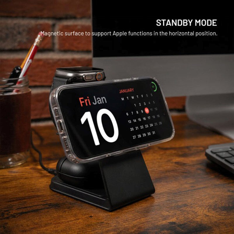 FIxed 3-in-1 Wireless Charging Dock 15W - Smartphone / Apple Watch / AirPods - Black