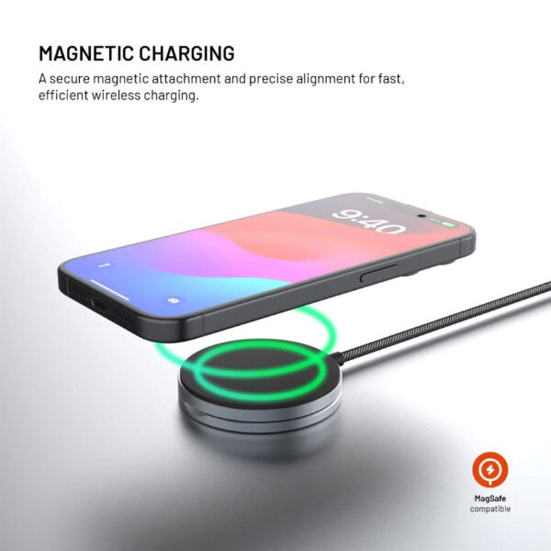 Fixed MagPad 15W Wireless Charger - MagSafe / Qi2 Compatible - Grey