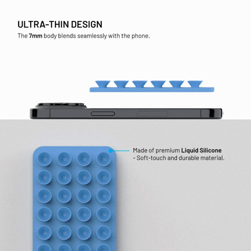 Fixed MagMate Phone Holder - Silicone Suction Cup - MagSafe Compatible - Blue