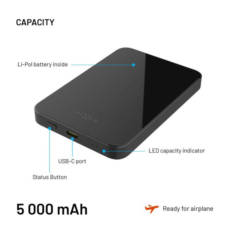 Fixed MagZen Qi2 Wireless Powerbank 5,000 mAh - Black