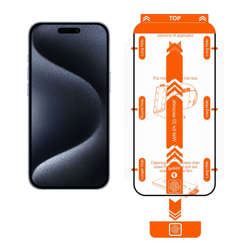 iPhone 15 Pro Mobile Origin Orange Screen Guard Protective Glass - 2 pcs. - Transparent