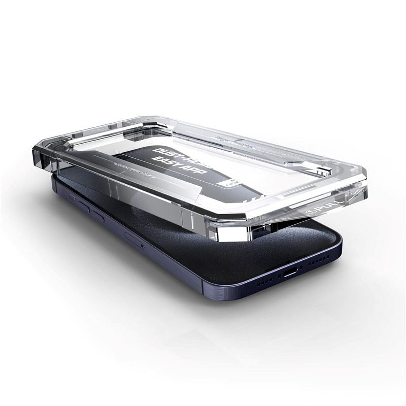 iPhone 15 Pro Max Mobile Origin Screen Protector Glass with Applicator - Transparent / Black Edge