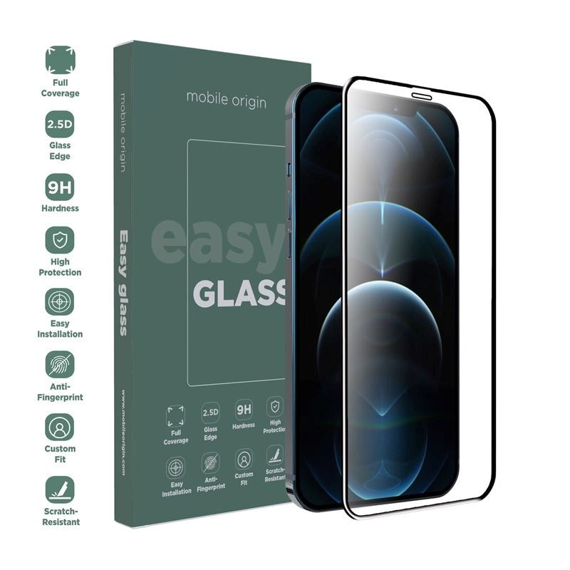 iPhone 12 / 12 Pro Mobile Origin EasyGlass Screen Protector - Transparent / Black Edge