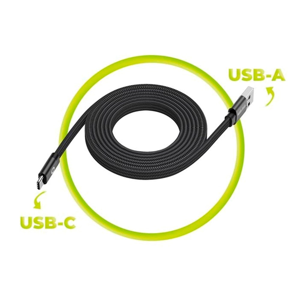 Mobile Origin Flat Magnetic USB-A to USB-C Cable - 1m - Black