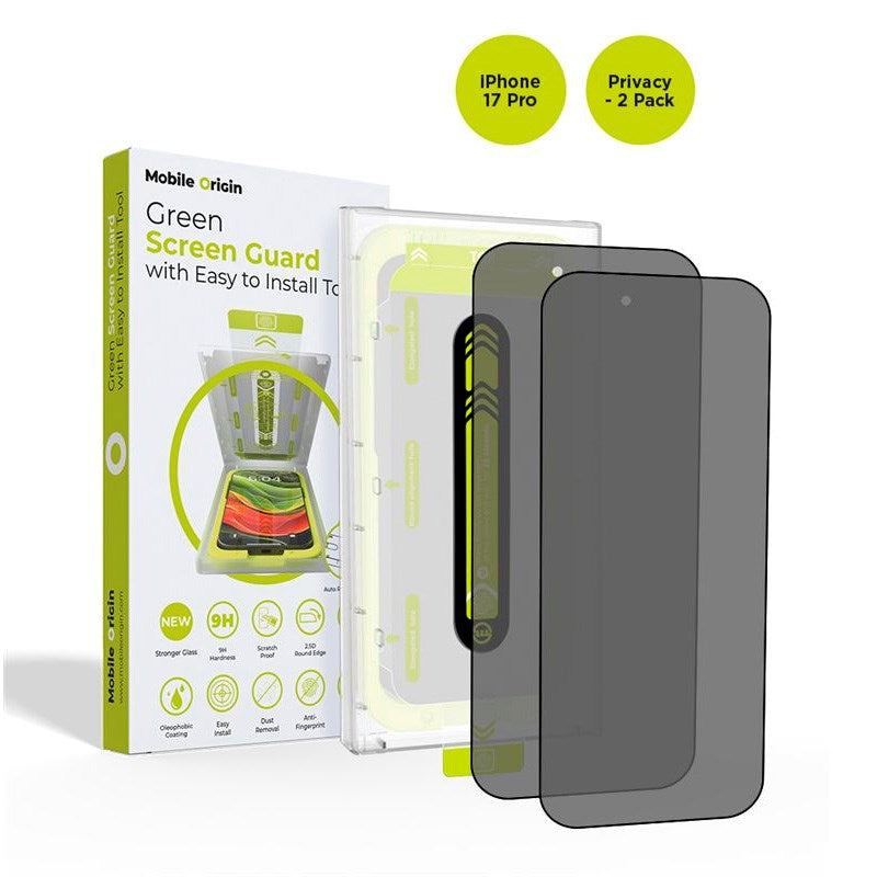 iPhone 17 Pro Mobile Origin Screen Guard Screen Protector with Mounting Box - Privacy Function - 2 pcs. - Transparent
