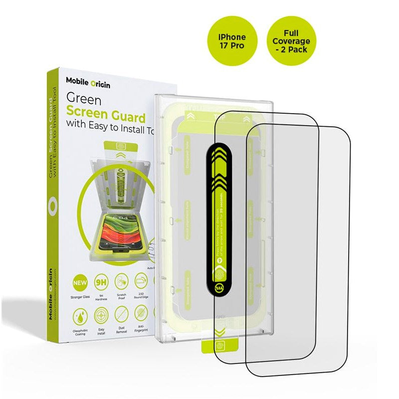 iPhone 17 Pro Mobile Origin Screen Guard Screen Protector with Mounting Box - 2 pcs. - Transparent / Black Edge