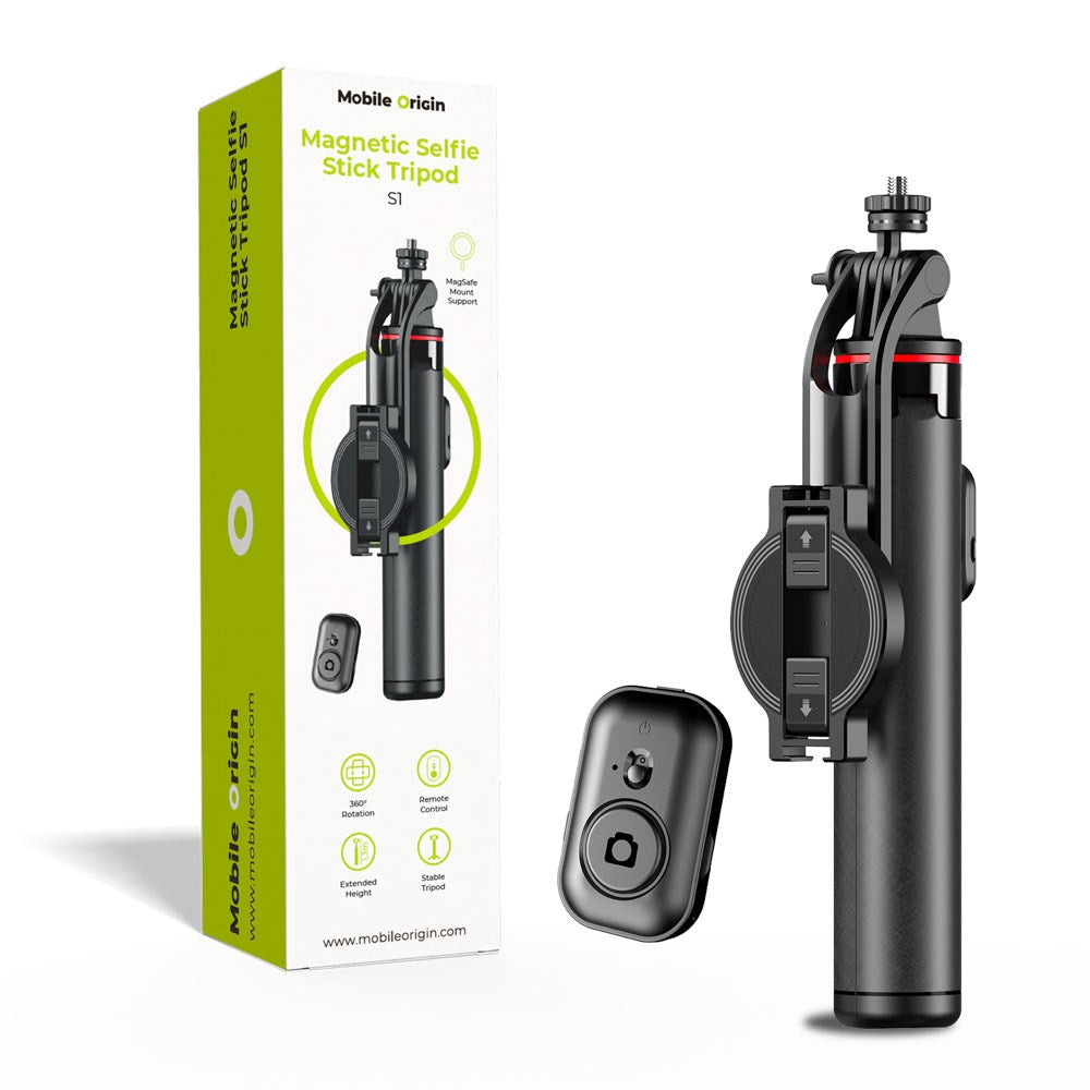 Mobile Origin 2-in-1 Magnetic Tripod Selfie Stick – MagSafe Compatible – Black