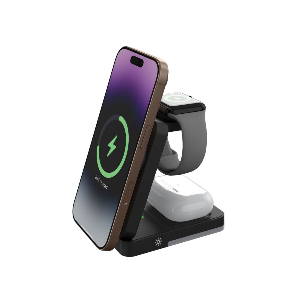 Mobile Origin Wireless Charger for iPhone / AirPods / Apple Watch - Foldable Design - MagSafe Compatible - Black