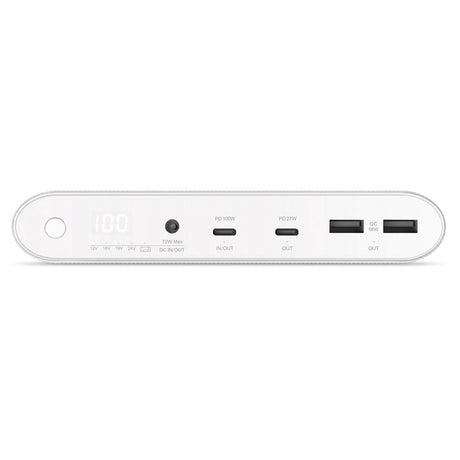 Epico Multi Powerbank w. USB-C, USB-A, DC + Car Charger - 26,800 mAh - White