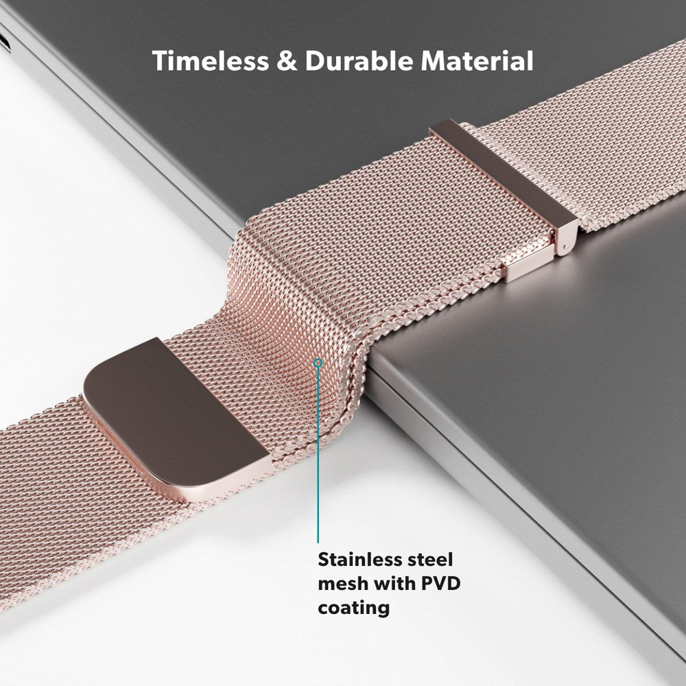 Apple Watch (42/44/SE/45/46/49mm) Epico Milanese+ (Plus) Stainless Steel Strap - Rose Gold