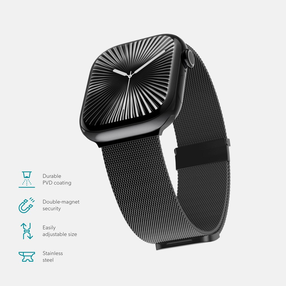 Apple Watch (42/44/SE/45/46/49mm) Epico Milanese+ (Plus) Stainless Steel Strap - Space Gray