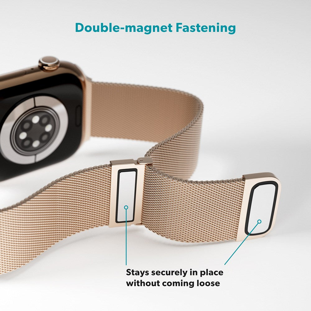 Apple Watch (42/44/SE/45/46/49mm) Epico Milanese+ (Plus) Stainless Steel Strap - Gold