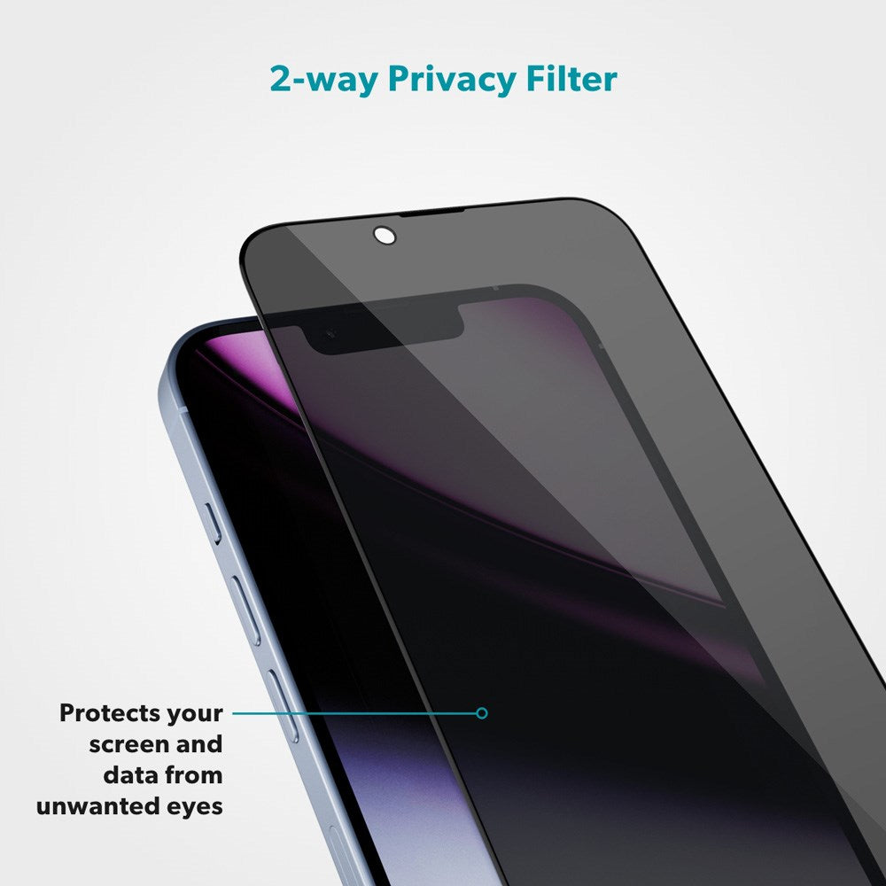 iPhone 16e / 14 / 13 / 13 Pro Epico Privacy Glass 3D Screen Protector Glass with Installation Frame - Transparent