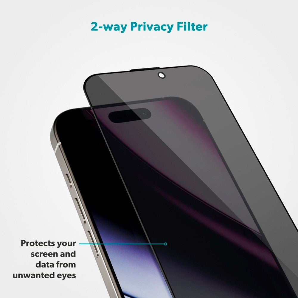 iPhone 17 Epico Privacy Glass 3D Screen Protector Glass with Installation Frame - Transparent