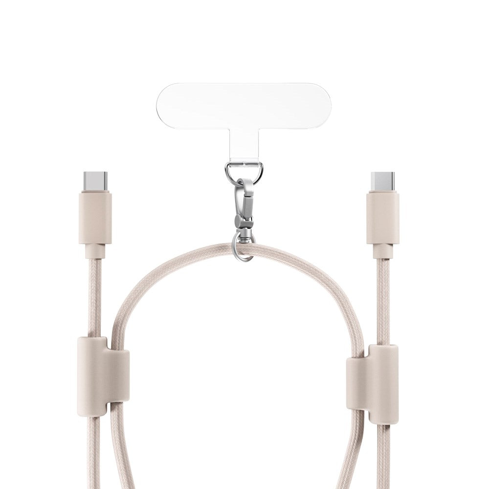 Epico 2-in-1 Phone Strap with Integrated USB-C to USB-C Cable - Beige