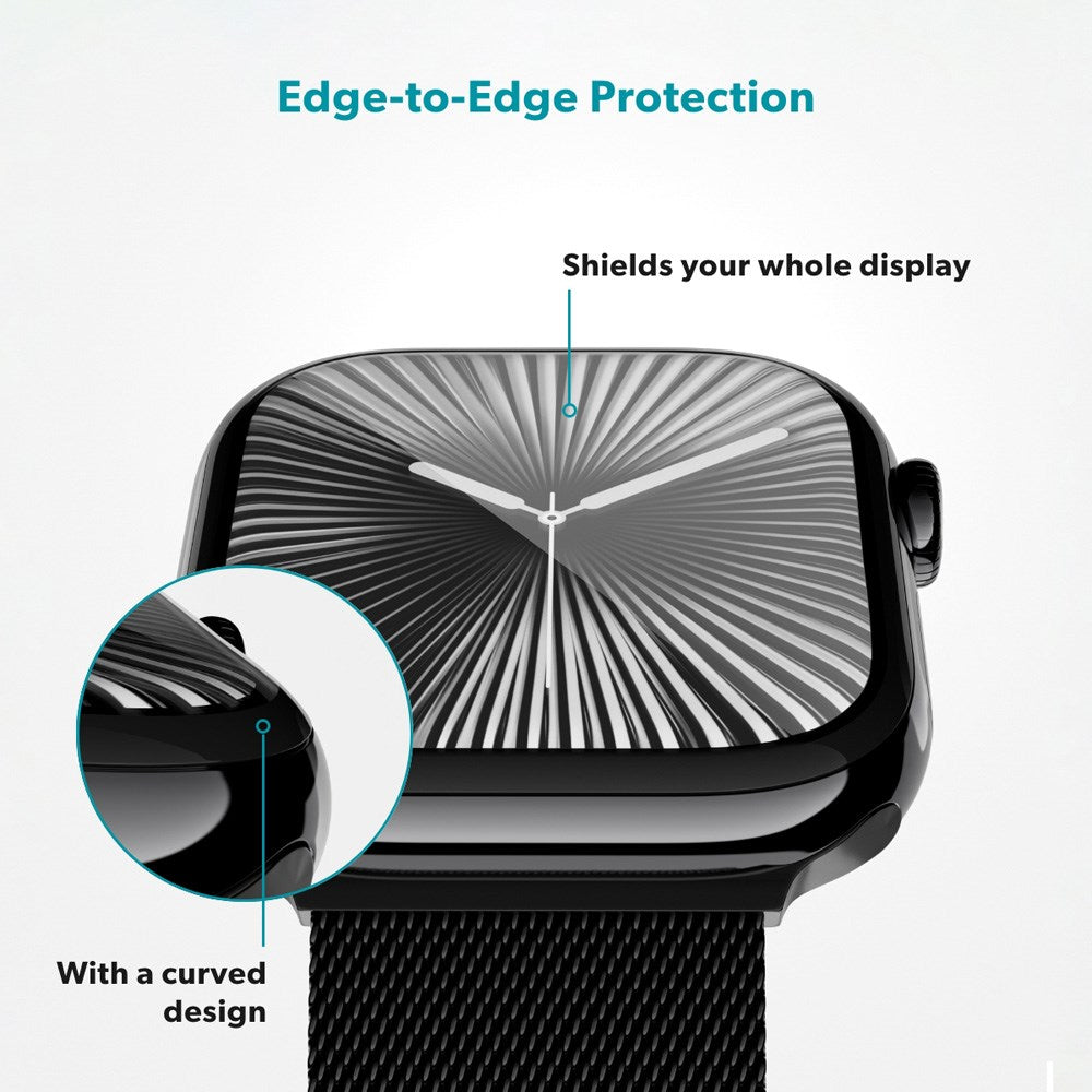 Apple Watch SE / 6 / 5 / 4 (44mm) Epico 3D+ Flexiglass with Installation Frame - Transparent / Black Edge