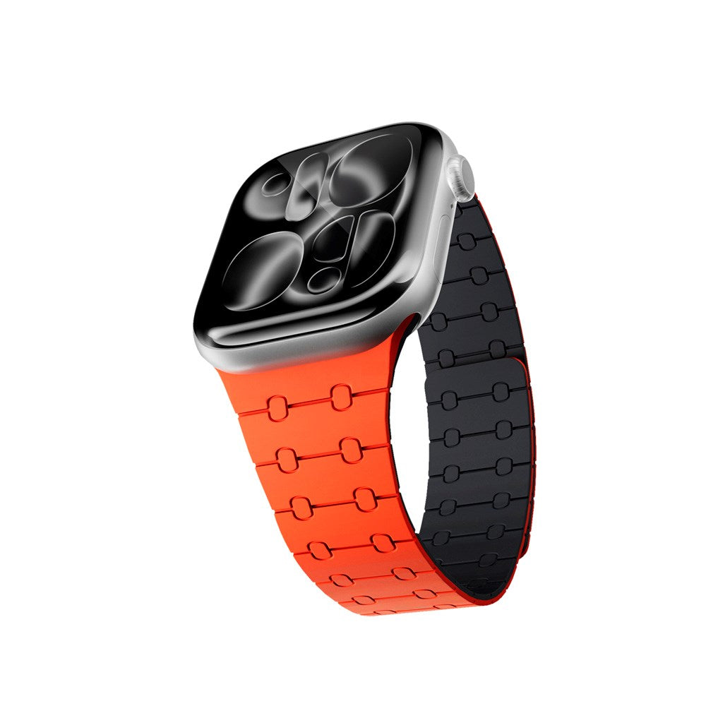 Apple Watch (38/40/SE/41/42) Epico Magnetic+ Silicone Watch Strap - Orange / Black