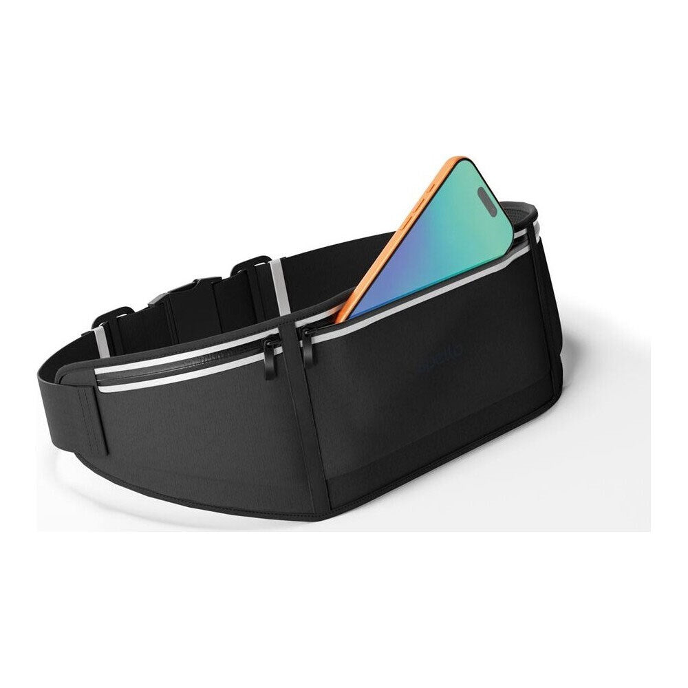 Spello Adjustable Running Belt with 3 Pockets - Max. 7" - Black