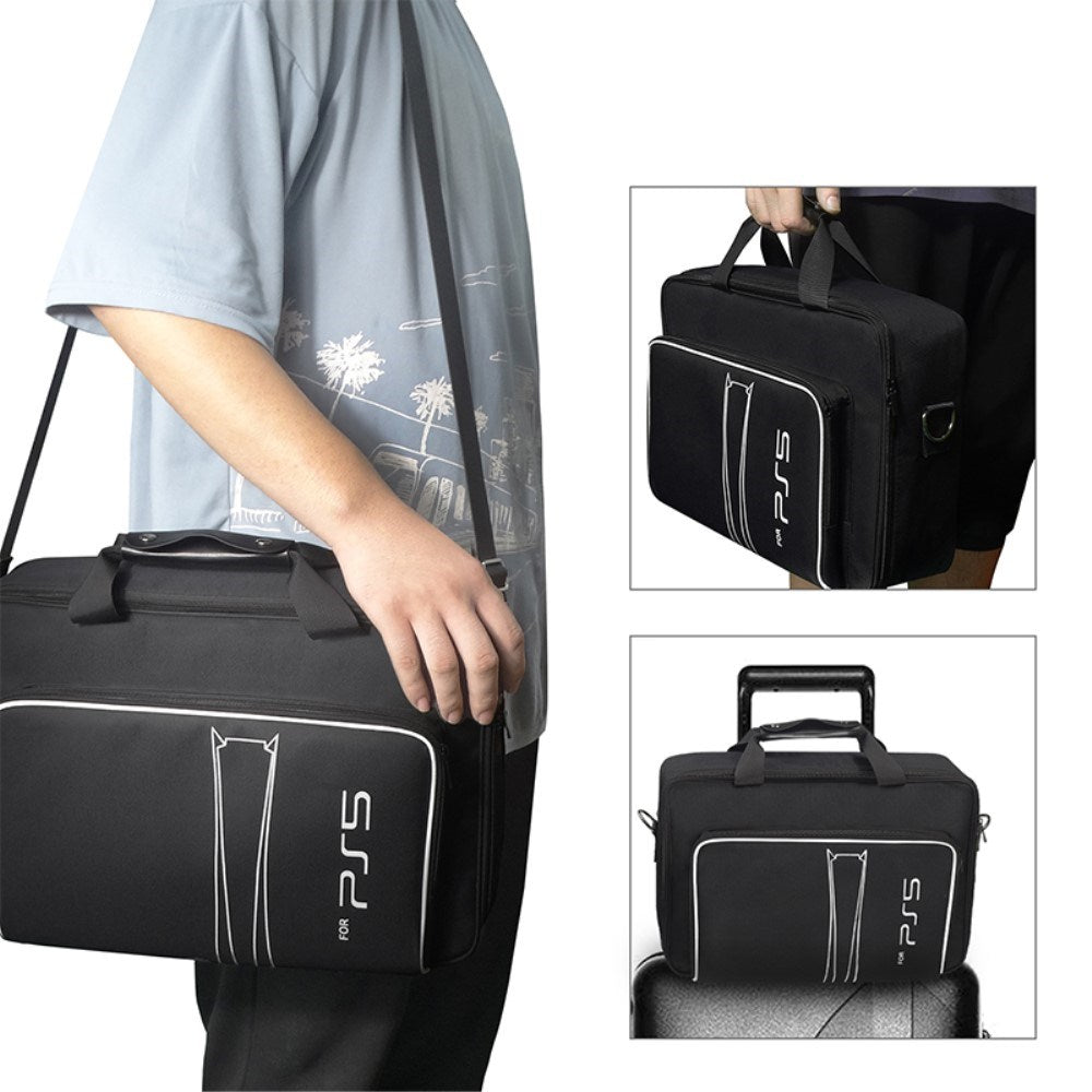 Bag for PS5 with Storage & Shoulder Strap - Black / Blue