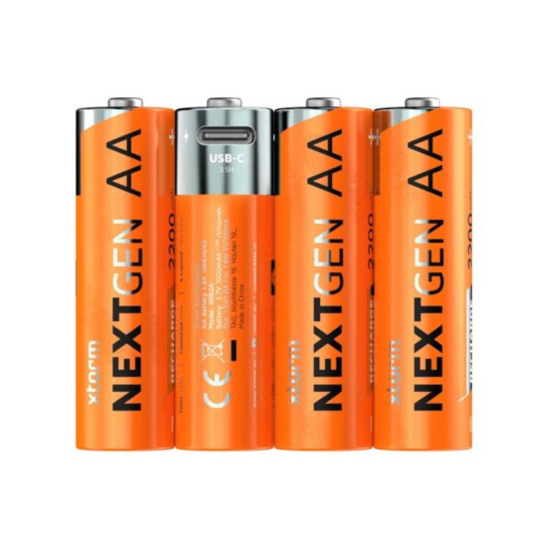 Xtorm NextGen Rechargeable USB-C AA Batteries - 4 pcs - Orange