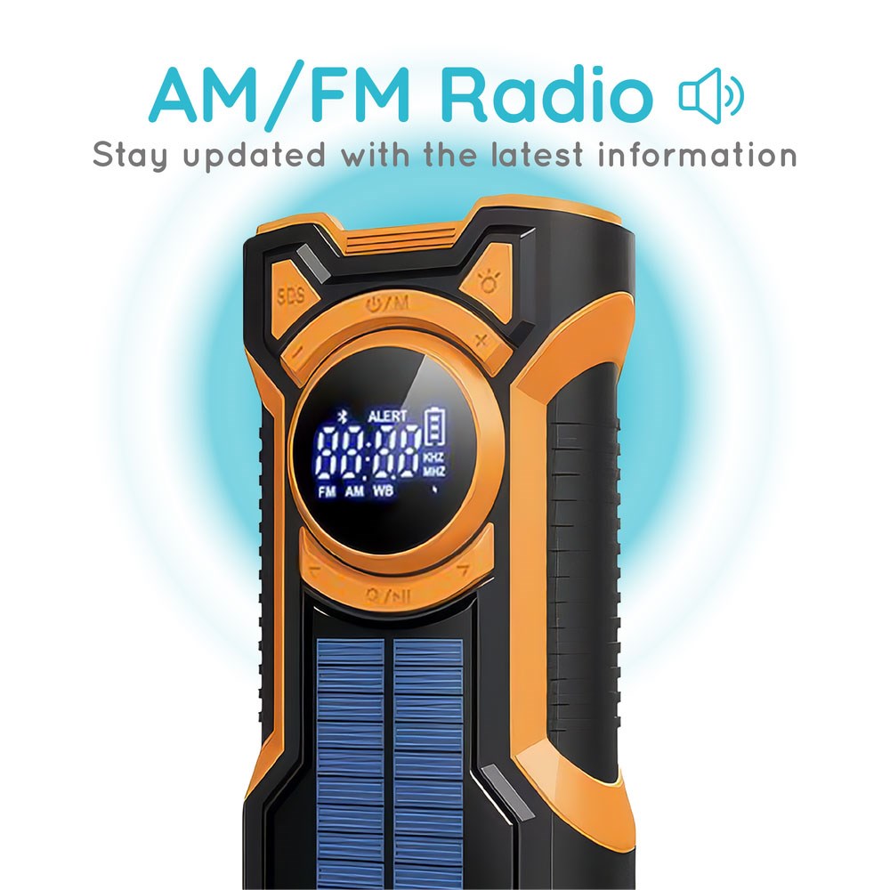 Just In Case Emergency Radio with Bluetooth & 5000 mAh PowerBank - Black / Orange