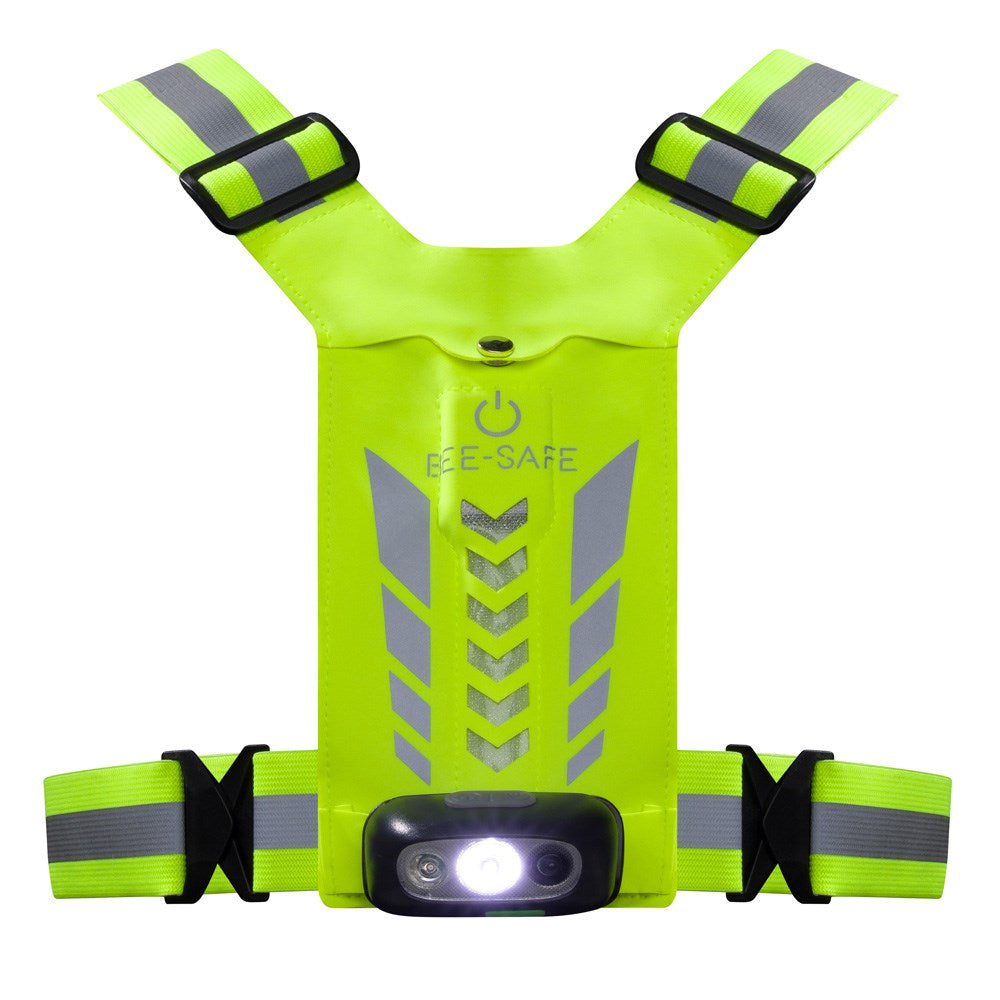 Bee-Safe Running Vest with LED & Phone Pocket - Yellow