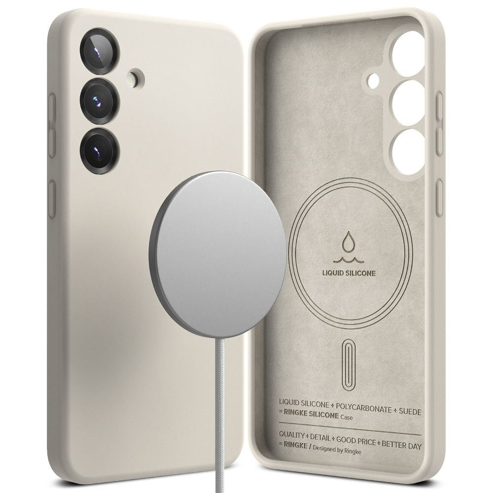Ringke Samsung Galaxy S25 Silicone Magnetic MagSafe Case - Greige