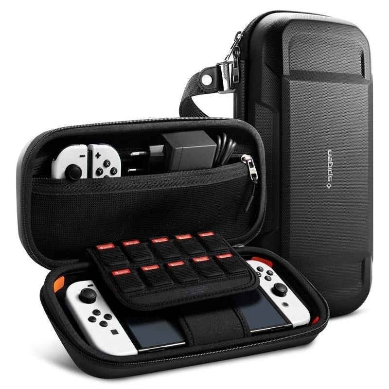 Spigen Travel Case for Nintendo Switch / OLED with Storage and Wrist Strap - Black