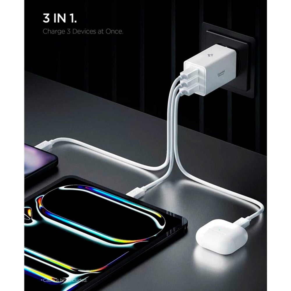 Spigen 67W Wall Charger with 2x USB-C & 1x USB-A - White