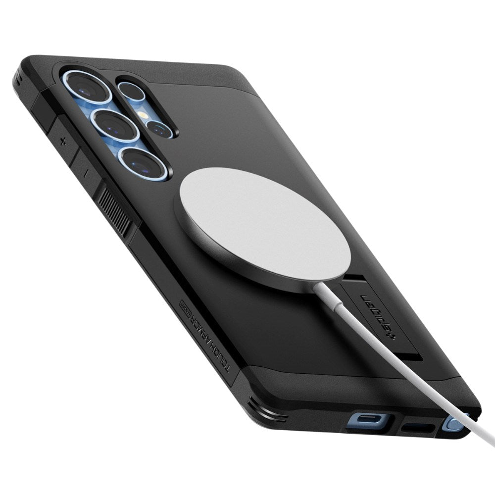 Samsung Galaxy S25 Ultra Spigen Tough Armor Hybrid Case with Kickstand - MagSafe Compatible - Black