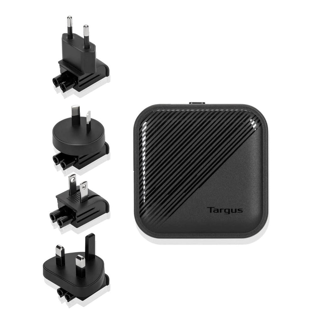 Targus 65W GaN PD Wall Charger with USB-C, USB-A and Travel Adapters - Black