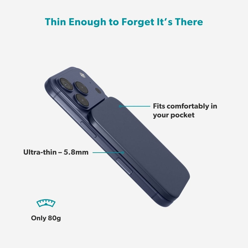 Epico UltraPack Slim 3,000mAh Wireless Powerbank - MagSafe / Qi2 Compatible - Dark Blue